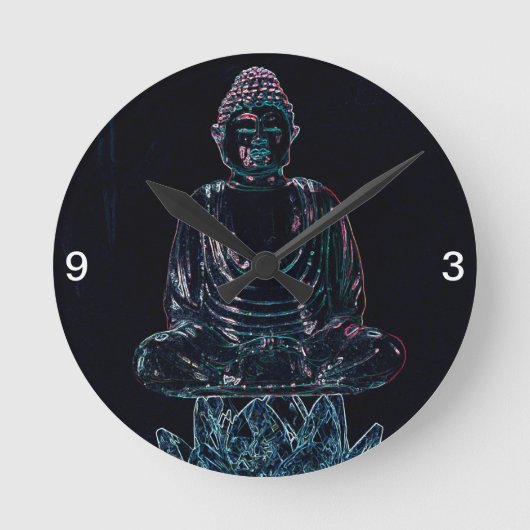 Glows Buddha Runde Wanduhr (Vorderseite)