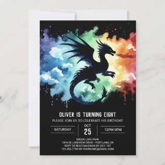 Glows Dragon Birthday Editable Einladung