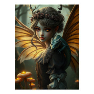Glows Dragon Fairy Art Poster