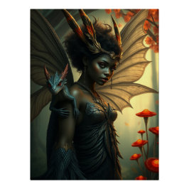Glows Dragon Fairy Art Poster