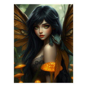 Glows Dragon Fairy Art Poster