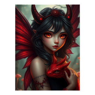 Glows Dragon Fairy Art Poster
