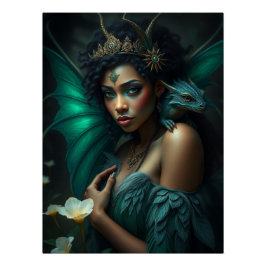 Glows Dragon Fairy Art Poster