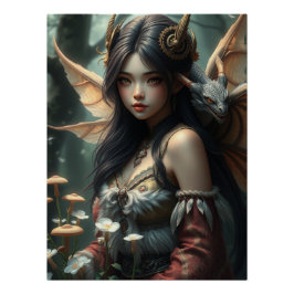 Glows Dragon Fairy Art Poster