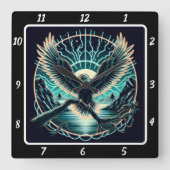 Glows Eagle Skyflight Quadratische Wanduhr (Vorderseite)