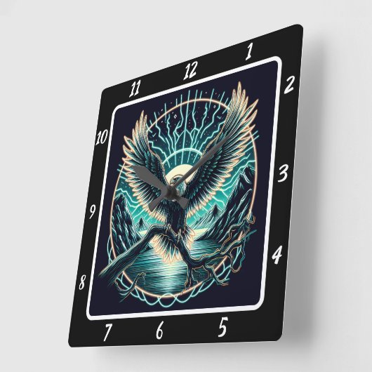 Glows Eagle Skyflight Quadratische Wanduhr (Winkel)