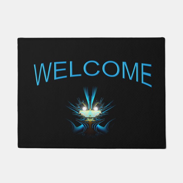 Glows Eyes Blue Alien Fußmatte (Vorderseite)