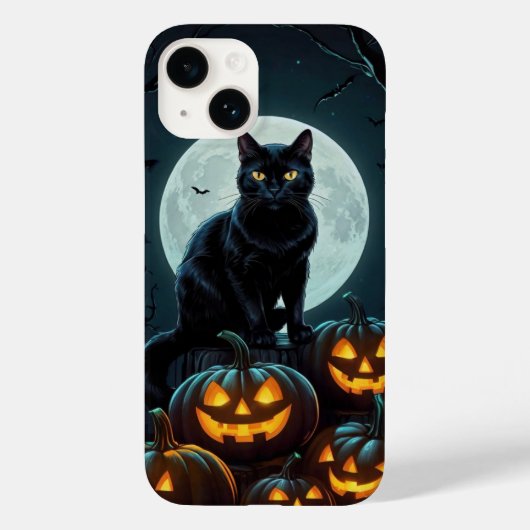 Glows-Eyes Cat on Pumpkins Case-Mate iPhone Hülle (Rückseite)