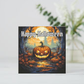 Glows Happy Halloween Pumpkin Karte (Stehend Vorderseite)
