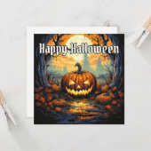 Glows Happy Halloween Pumpkin Karte (Vorderseite/Rückseite Beispiel)