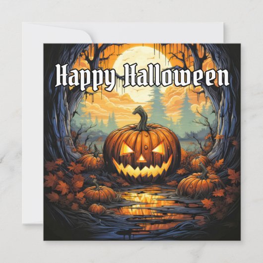 Glows Happy Halloween Pumpkin Karte (Vorderseite)