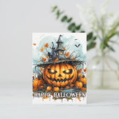 Glows Happy Halloween Pumpkin Postkarte (Stehend Vorderseite)