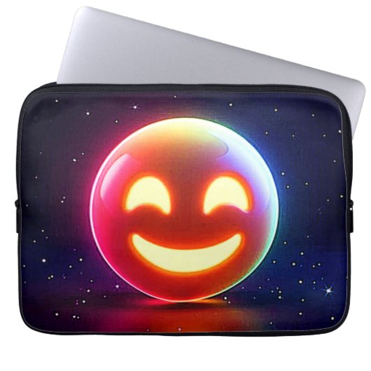 Glows Happy Orb Emoji Laptopschutzhülle (Vorderseite)