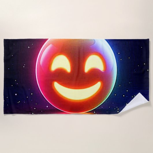 Glows Happy Orb Emoji Strandtuch (Vorderseite)