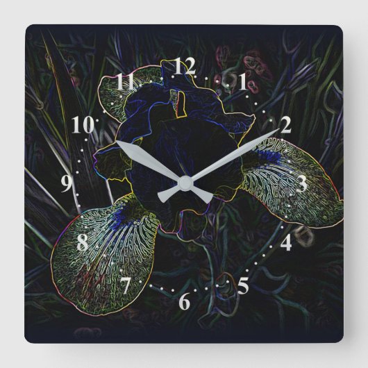 Glows Iris Quadratische Wanduhr (Vorderseite)