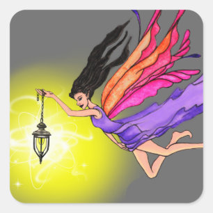 Glows Lantern Fairy Quadratischer Aufkleber