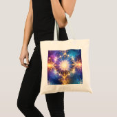 Glows Lotus Mandala Abstrakt Tote Bag Tragetasche (Vorderseite (Produkt))