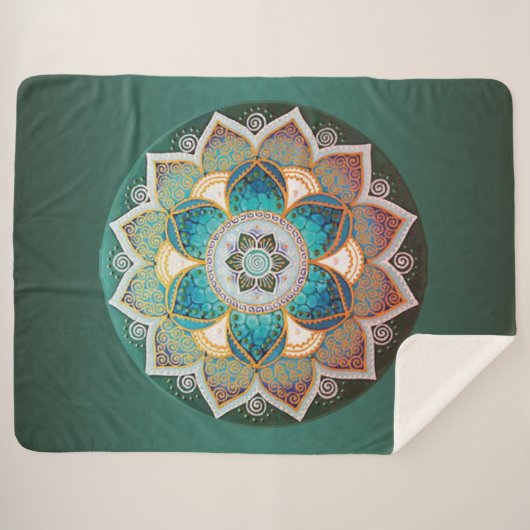 Glows Mandala - Fleece Blanket Sherpadecke (Vorderseite (Horizontal))