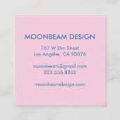 Glows Moon Charming Blue Pink Order Vielen Dank Quadratische Visitenkarte (Rückseite)