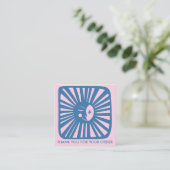 Glows Moon Charming Blue Pink Order Vielen Dank Quadratische Visitenkarte (Stehend Vorderseite)