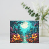 Glows Nefarious Happy Halloween Pumpkins Postkarte (Stehend Vorderseite)