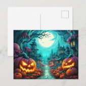 Glows Nefarious Happy Halloween Pumpkins Postkarte (Vorne/Hinten)