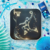 Glows Neon Basketball Player Pappteller (Party)