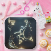 Glows Neon Basketball Player Pappteller (Party)