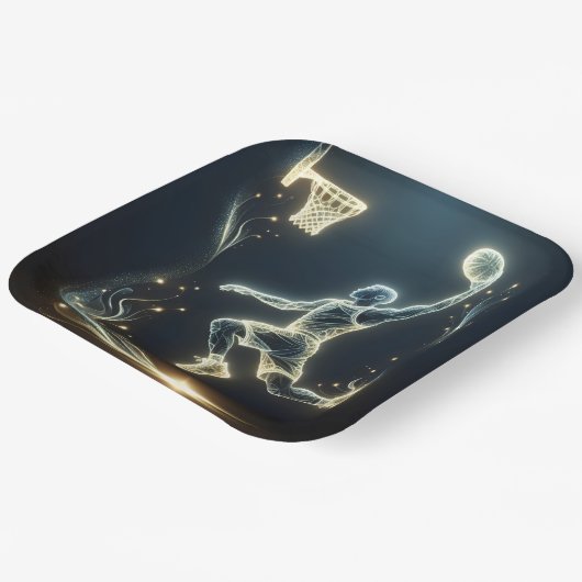 Glows Neon Basketball Player Pappteller (Gewinkelt)