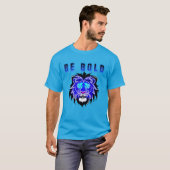 Glows Neon Blue Lion Head T-Shirt (Vorne ganz)