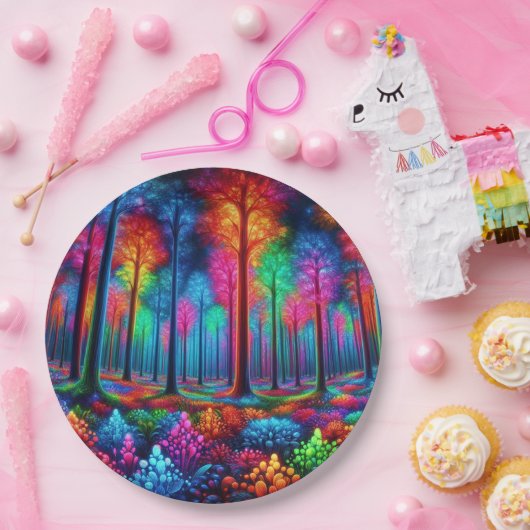 Glows Neon Forest Pappteller (Party)