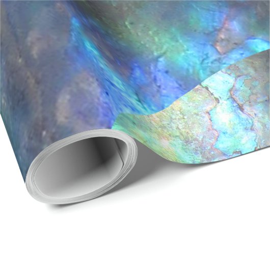 Glows Paua NZ Blue Green Abalone Swirl Geschenkpapier (Rolleneckpunkt)