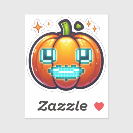 Glows Pixel Pumpkin Vinyl Retro Halloween Aufkleber (Blatt)