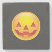 Glows Pumpkin Emoji Steinuntersetzer (Vorderseite)