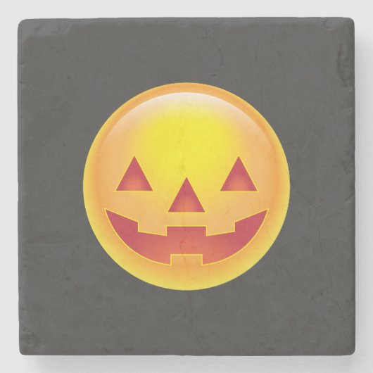 Glows Pumpkin Emoji Steinuntersetzer (Vorderseite)