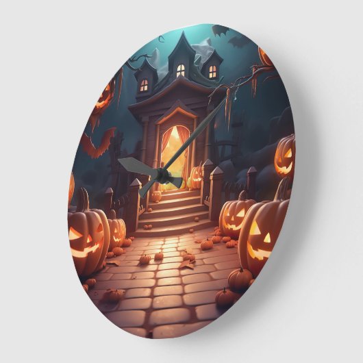 Glows Pumpkin Halloween Große Wanduhr (Winkel)