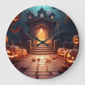 Glows Pumpkin Halloween Große Wanduhr (Vorderseite)