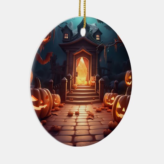 Glows Pumpkin Halloween Keramik Ornament (Rechts)