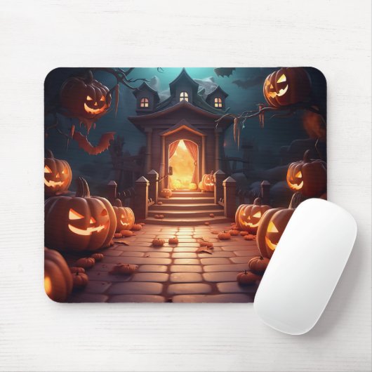 Glows Pumpkin Halloween Mousepad (Mit Mouse)