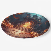 Glows Pumpkin Halloween Pappteller (Schrägansicht)