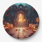 Glows Pumpkin Halloween Pappteller (Vorderseite)