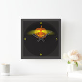 Glows Pumpkin- Quadratische Wanduhr (Zuhause)
