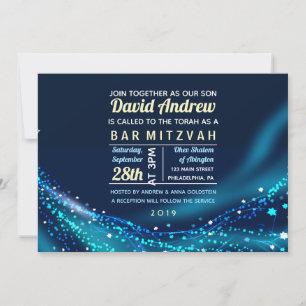Glows Stars Bar Bat Mitzvah Einladung