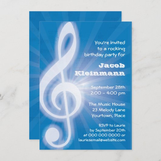 Glows Treble Clef Party Einladung (Vorne/Hinten)