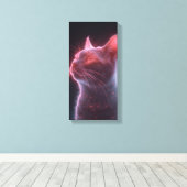 Glowy Pink Cat Face Art Print Leinwanddruck (Insitu (Holzboden))