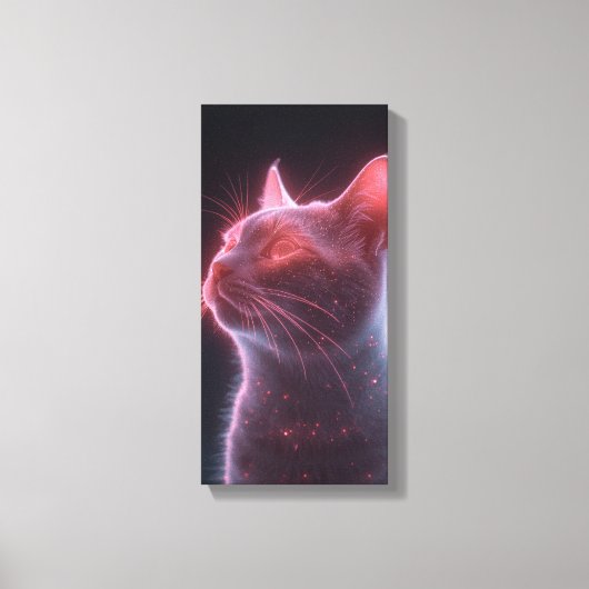 Glowy Pink Cat Face Art Print Leinwanddruck (Vorderseite)