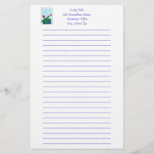 Gloxinia African Violet Blume Lined Stationery Briefpapier