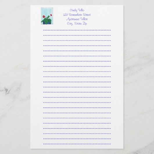 Gloxinia African Violet Blume Lined Stationery Briefpapier (Vorderseite)
