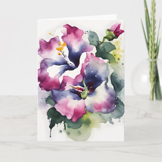 Gloxinie - Aquarellblumen Karte (Vorderseite)