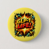 GLP-1 LEBEN! Comic Pop Art Button (Vorderseite)